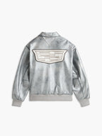 Cadillac F1 Racing Varsity Leather Jacket - Chrome Jackets Cadillac F1 
