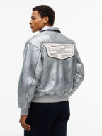 Cadillac F1 Racing Varsity Leather Jacket - Chrome Jackets Cadillac F1 