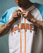 McLaren Racing F1 Special Edition Miami GP Mitchell & Ness Baseball Jersey - Blue/Pink Jersey McLaren-Castore 