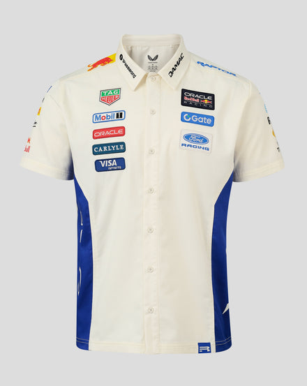 Red Bull Racing F1 2026 SE Austin GP Team Button Down Shirt - Egret Shirts Red Bull Racing 