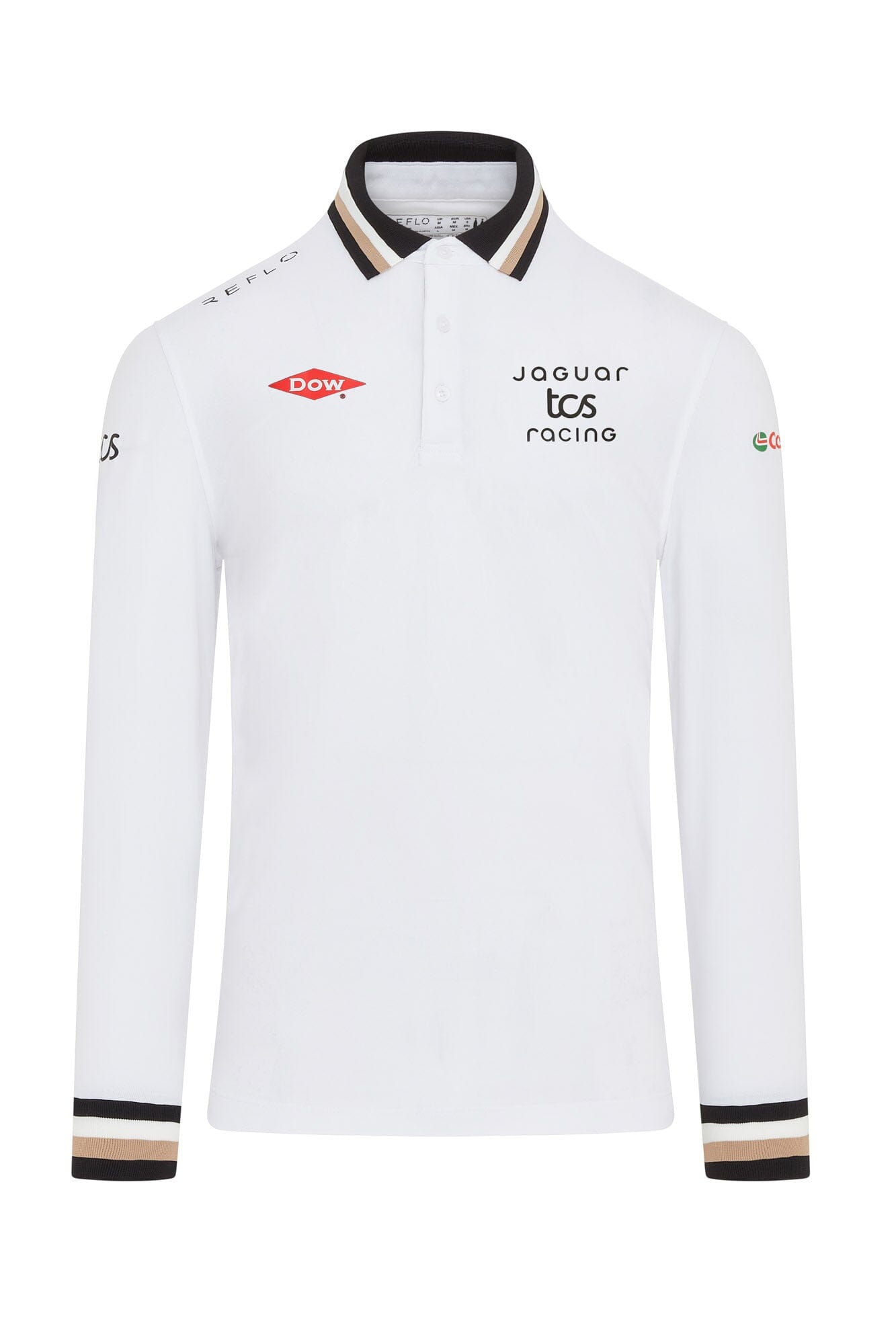 Jaguar Formula E S12 x Reflo Men's Replica Long Sleeve Polo Shirt - White Polos Jaguar Formula E 