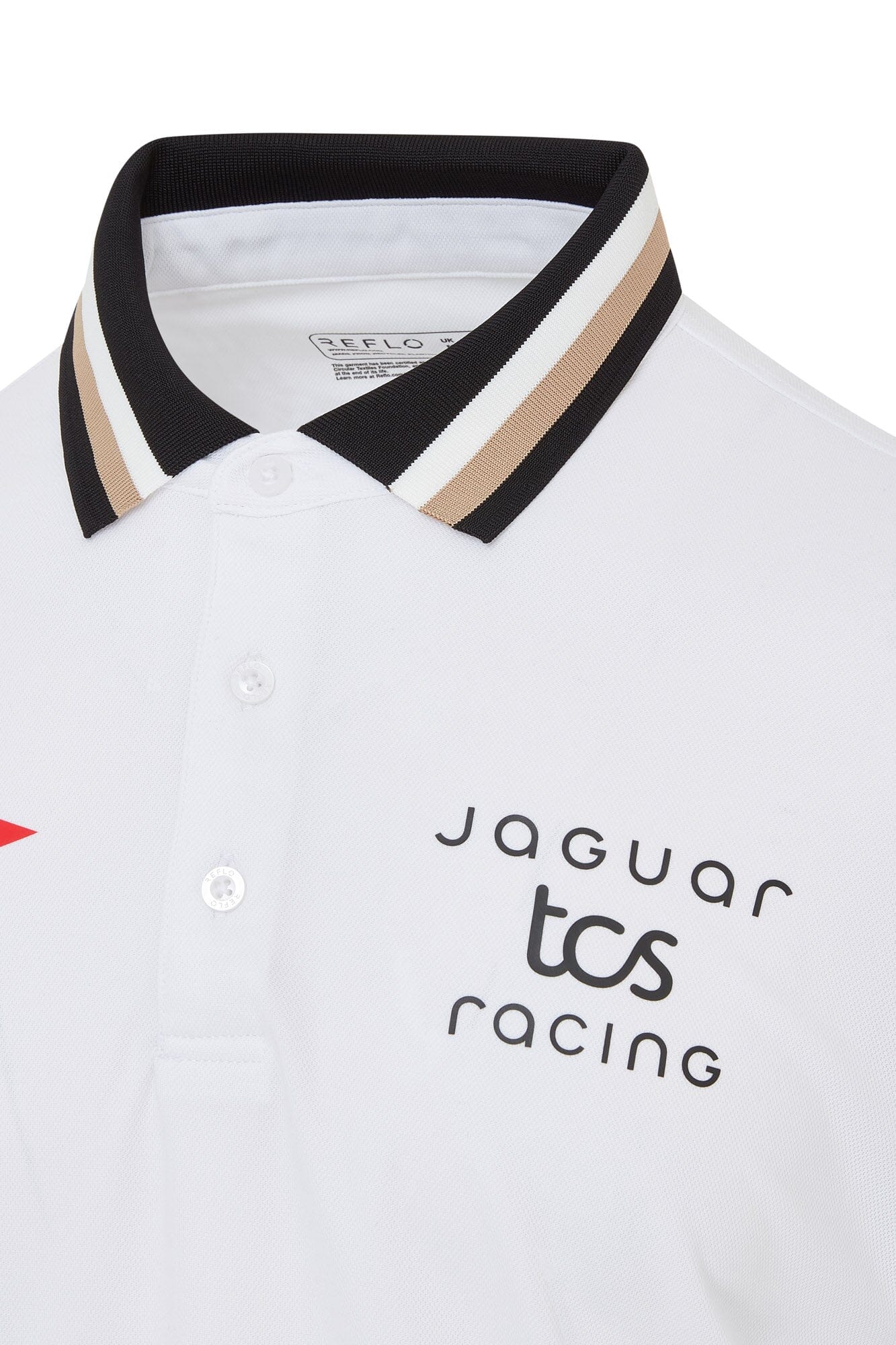 Jaguar Formula E S12 x Reflo Men's Replica Long Sleeve Polo Shirt - White Polos Jaguar Formula E 