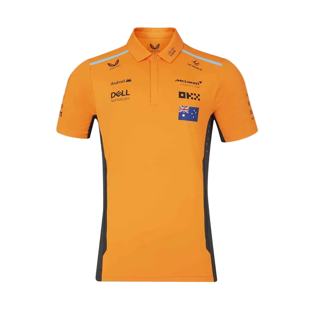 McLaren F1 Men's Oscar Piastri Team Drivers Polo Shirt - Papaya Polos McLaren-Castore 