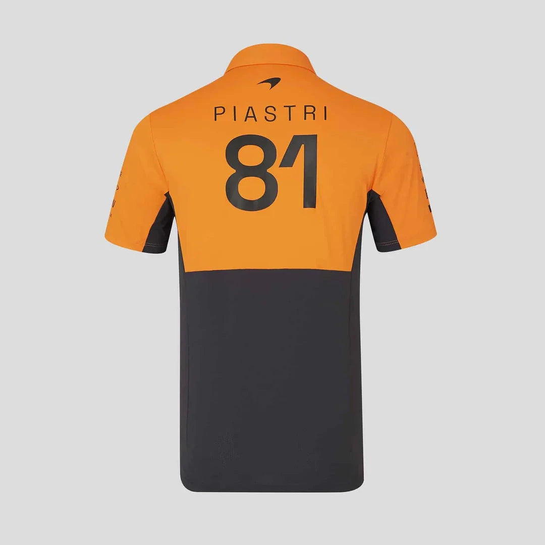 McLaren F1 Men's Oscar Piastri Team Drivers Polo Shirt - Papaya Polos McLaren-Castore 