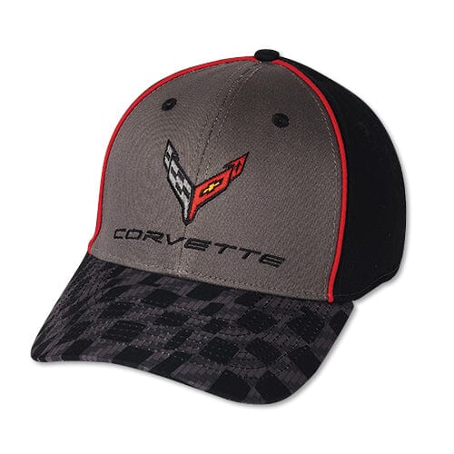 Corvette Next Generation Carbon Flash Checkered Bill Baseball Hat -Black Hats Corvette 