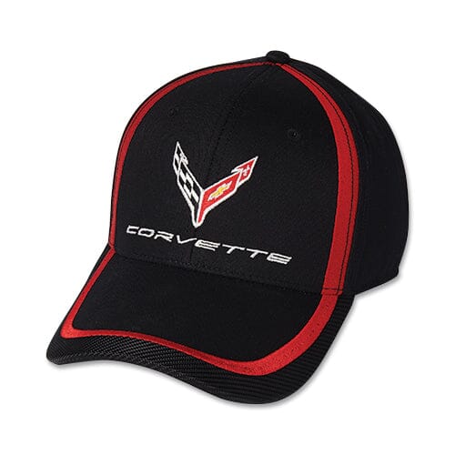 Corvette Next Generation Red Stripe Accent Baseball Hat -Black Hats Corvette 