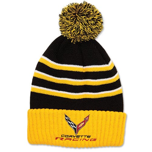 Corvette Racing Beanie with Pom - Yellow Hats Corvette 