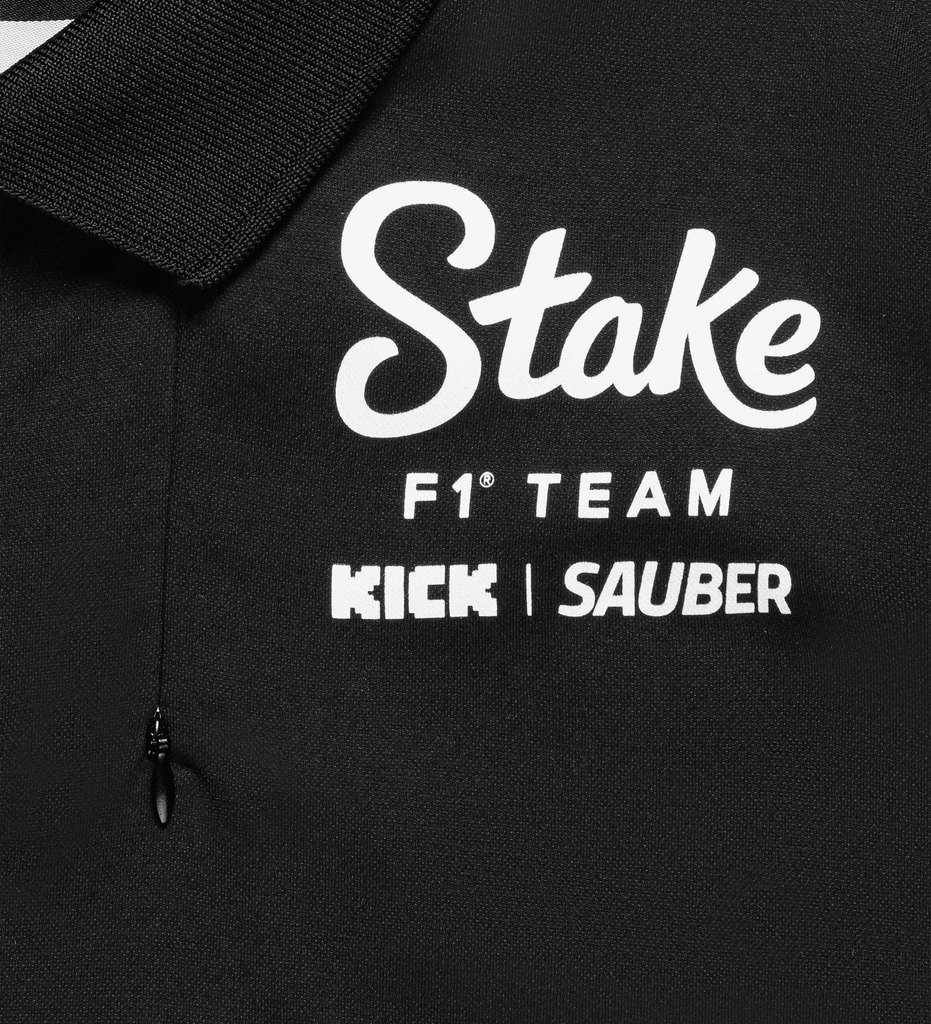 Stake F1 Kick Sauber 2025 Men's Team Polo Shirt - Black Polos Stake F1 Kick Sauber 