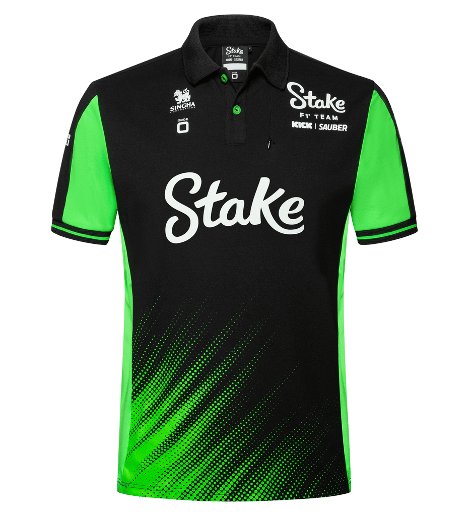 Stake F1 Kick Sauber 2025 Men's Team Polo Shirt - Black Polos Stake F1 Kick Sauber 