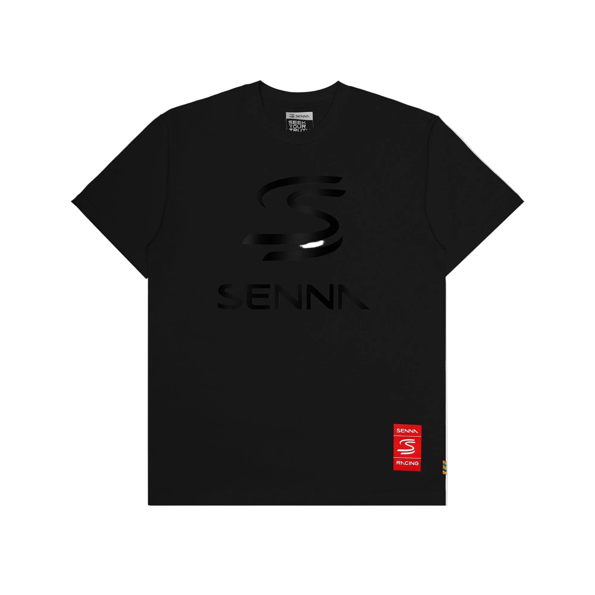 Ayrton Senna F1 Relaxed Fit Logo T-Shirt - Black/Red T-shirts Ayrton Senna XS Black 