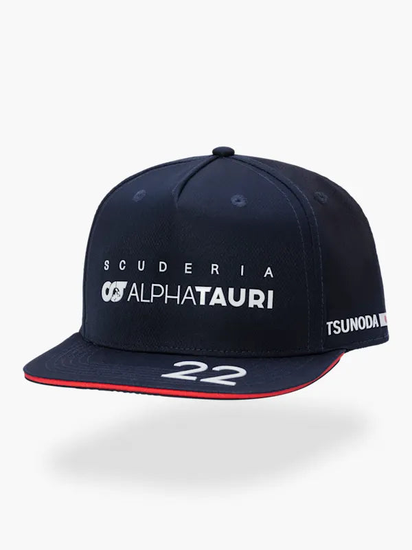 Scuderia AlphaTauri F1 2023 Yuki Tsunoda Flat Brim Hat - Navy Hats Scuderia AlphaTauri 
