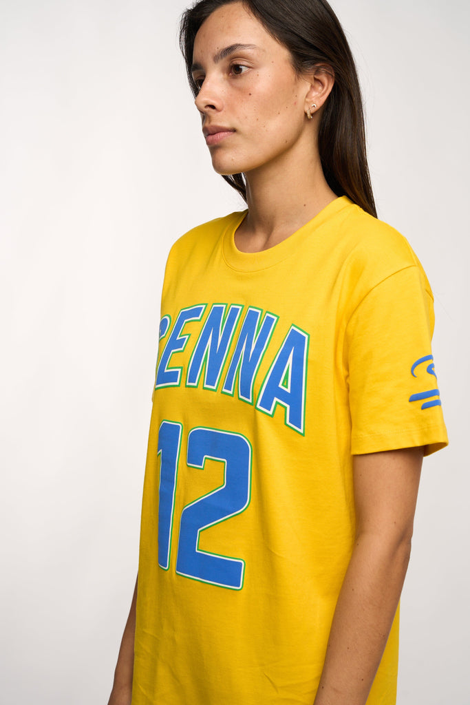 Ayrton Senna F1 Collegiate T-Shirt - Blue/Yellow T-shirts Ayrton Senna 