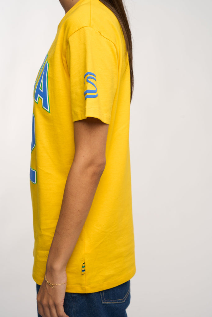 Ayrton Senna F1 Collegiate T-Shirt - Blue/Yellow T-shirts Ayrton Senna 