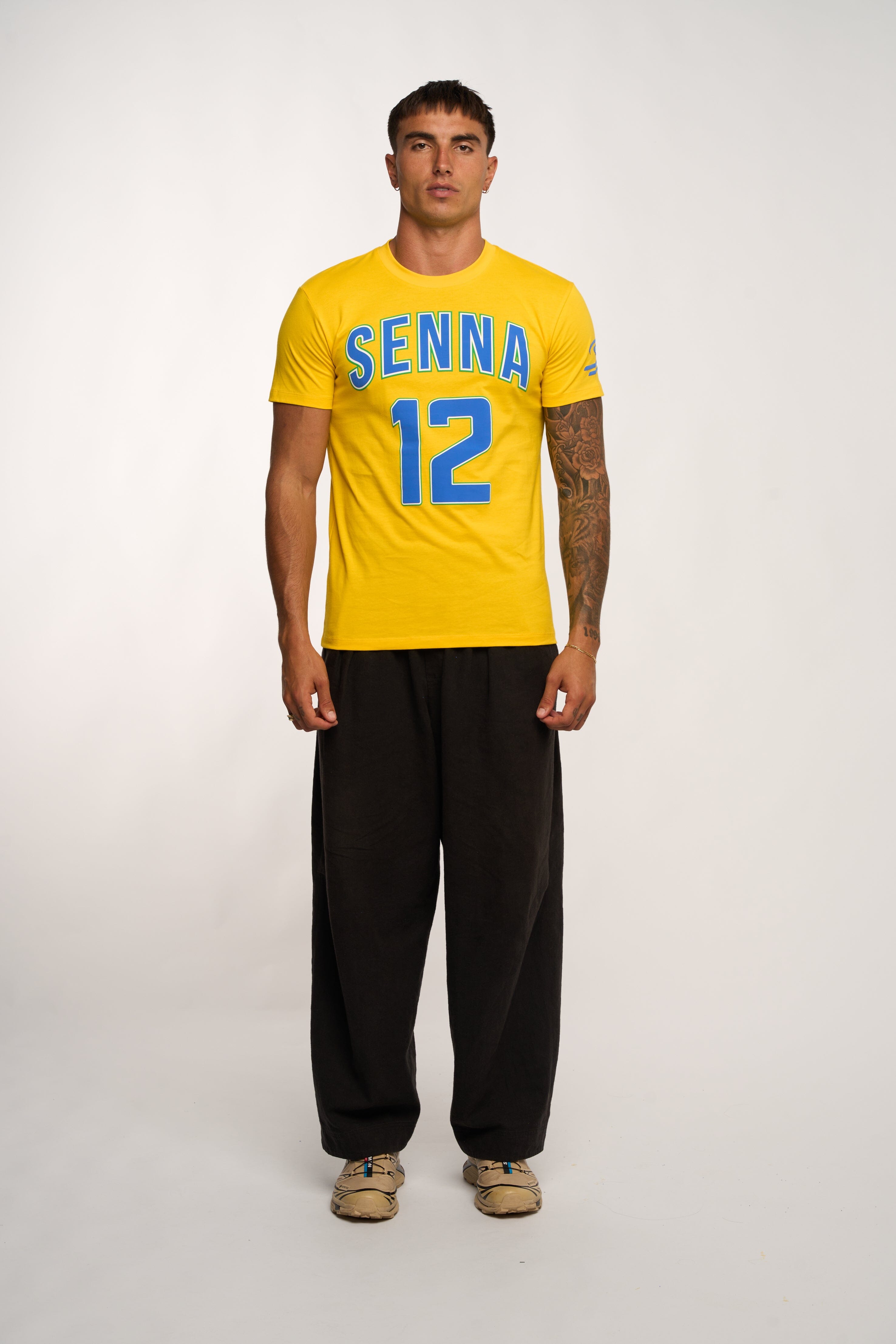 Ayrton Senna F1 Collegiate T-Shirt - Blue/Yellow T-shirts Ayrton Senna 