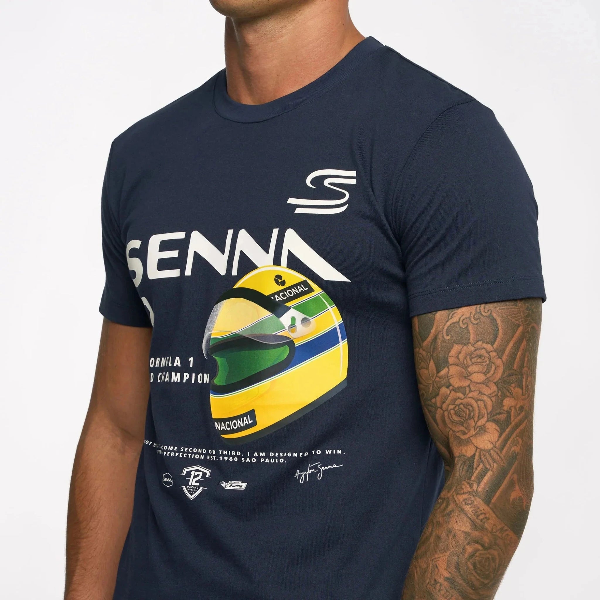Ayrton Senna F1 Graphic #12 T-Shirt - Navy/Blue – CMC Motorsports®