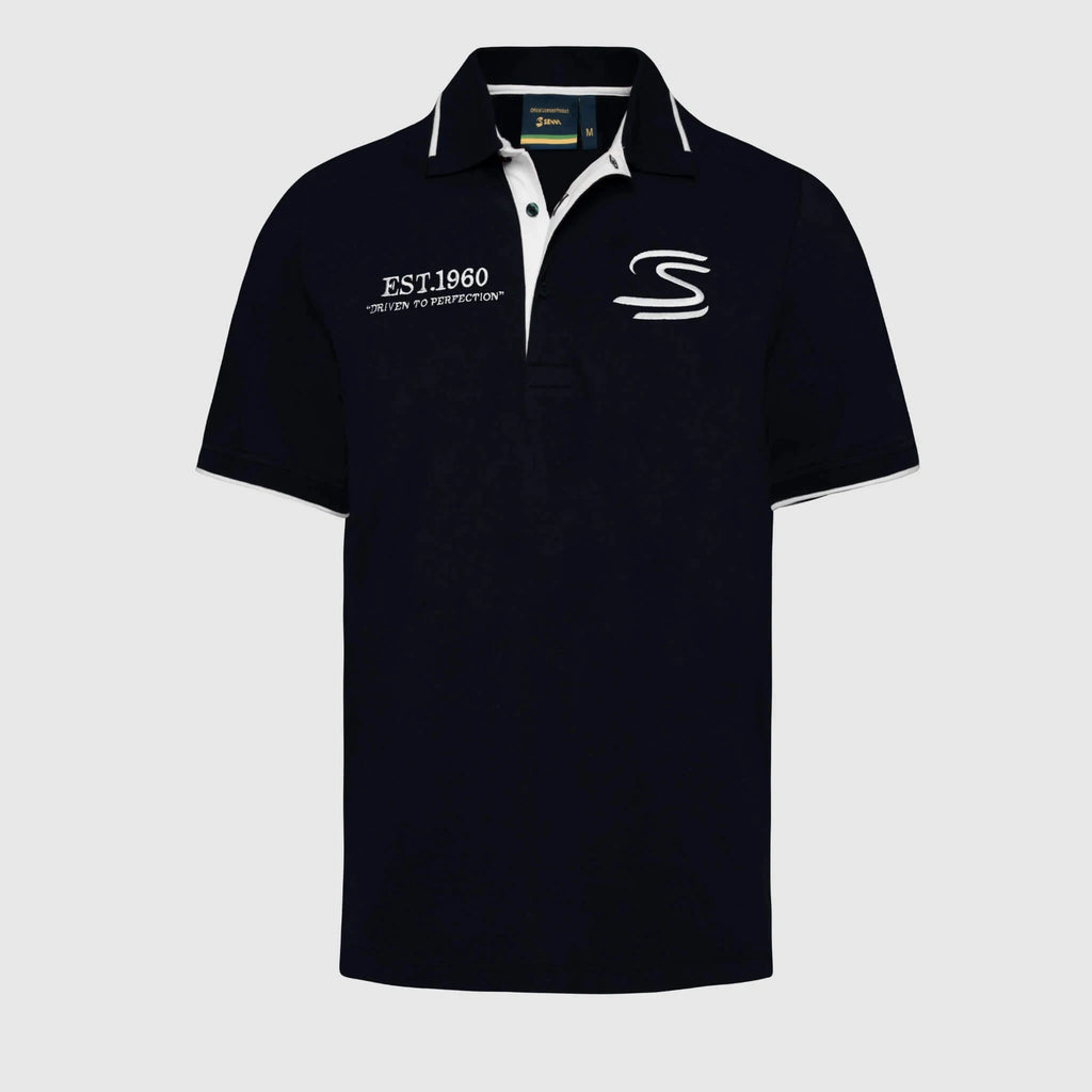 Ayrton Senna F1 Men's Est. 1960 Polo Shirt - Navy/Blue Polos Ayrton Senna XS Navy 