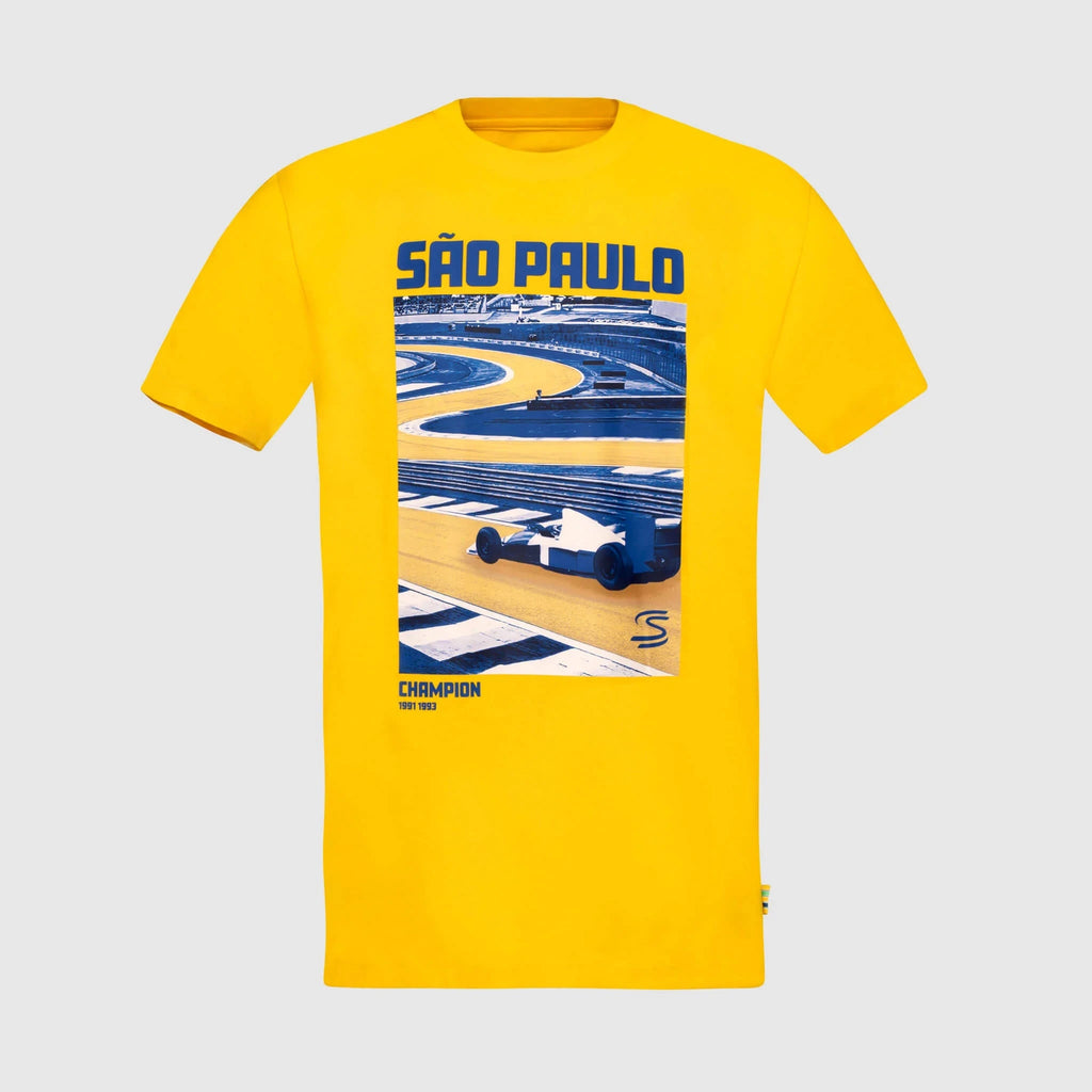 Ayrton Senna F1 Sao Paulo Circuit Graphic T-Shirt - Yellow T-shirts Ayrton Senna 