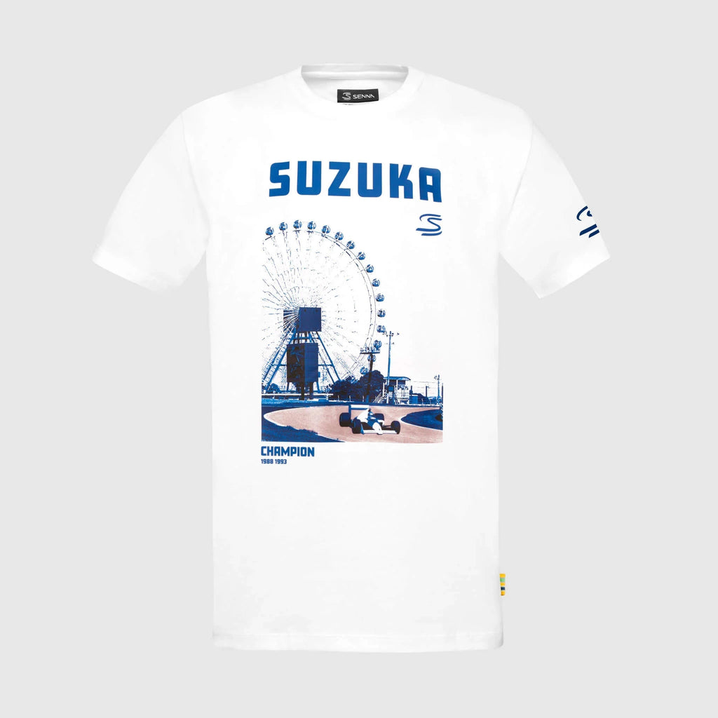 Ayrton Senna F1 Suzuka Circuit Graphic T-Shirt - White T-shirts Ayrton Senna 