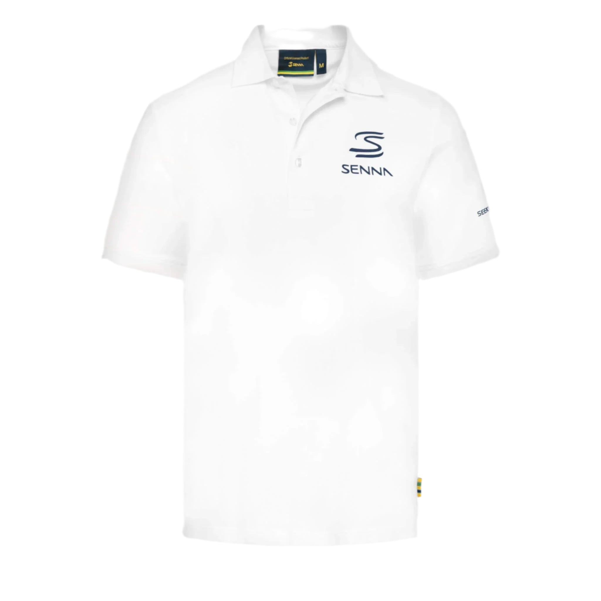 Ayrton Senna F1 Men's Legacy Polo Shirt - Navy/White/Gray Marble Polos Ayrton Senna XS White 