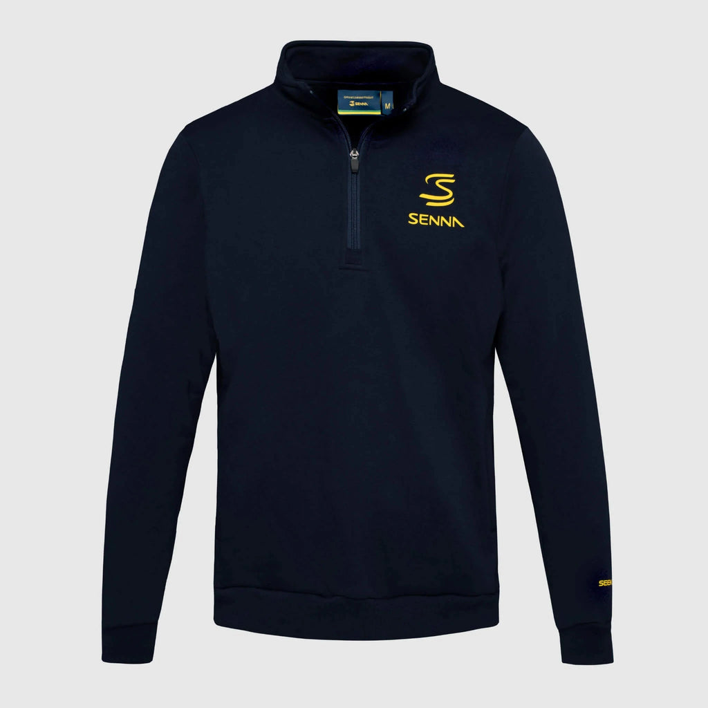 Ayrton Senna F1 Legacy 1/4 Zip Fleece - Navy/White Sweaters Ayrton Senna XS Navy 