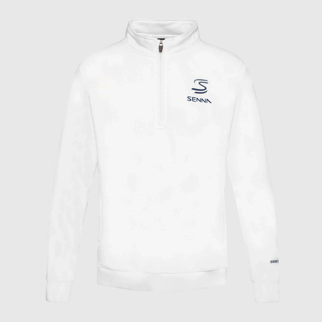 Ayrton Senna F1 Legacy 1/4 Zip Fleece - Navy/White Sweaters Ayrton Senna XS White 
