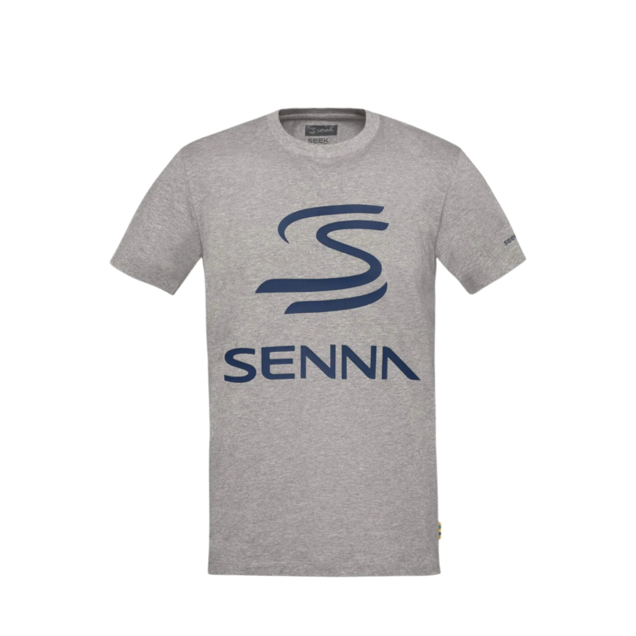 Ayrton Senna F1 Men's Legacy Logo T-Shirt - Navy/White/Gray Marble T-shirts Ayrton Senna XS Gray 