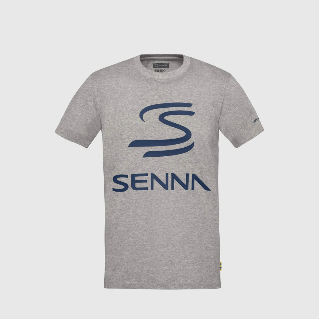Ayrton Senna F1 Men's Legacy Logo T-Shirt - Navy/White/Gray Marble T-shirts Ayrton Senna XS Gray 