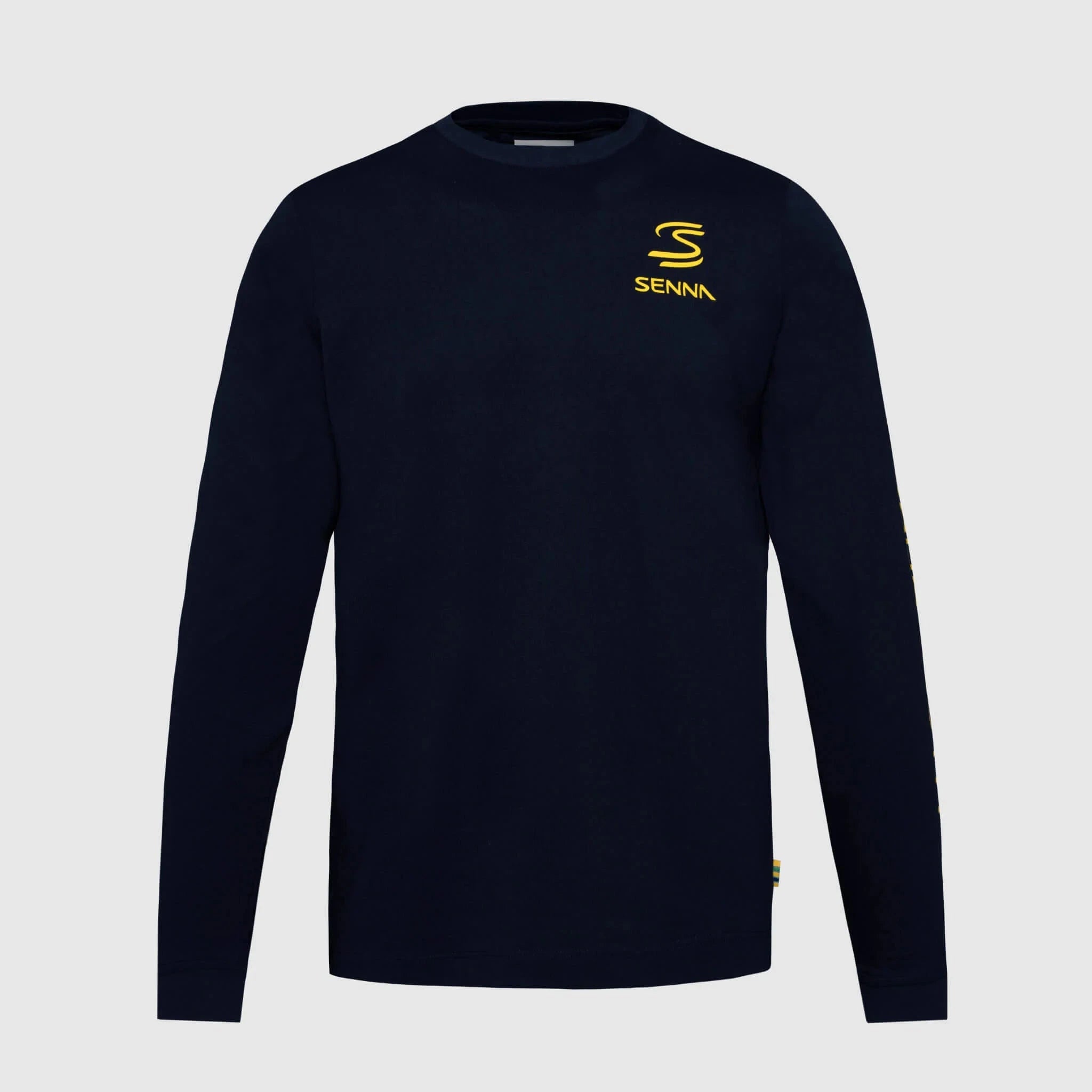 Ayrton Senna F1 Men's Legacy Long Sleeve T-Shirt - Navy/White T-shirts Ayrton Senna XS Navy 