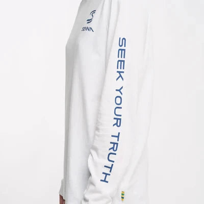 Ayrton Senna F1 Men's Legacy Long Sleeve T-Shirt - Navy/White T-shirts Ayrton Senna 