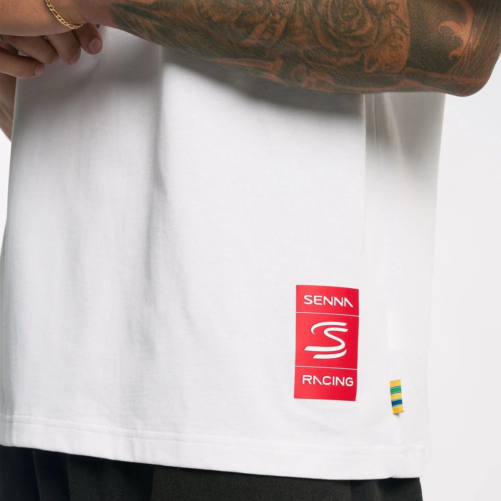 Ayrton Senna F1 Oversized Graphic T-Shirt - White T-shirts Ayrton Senna 