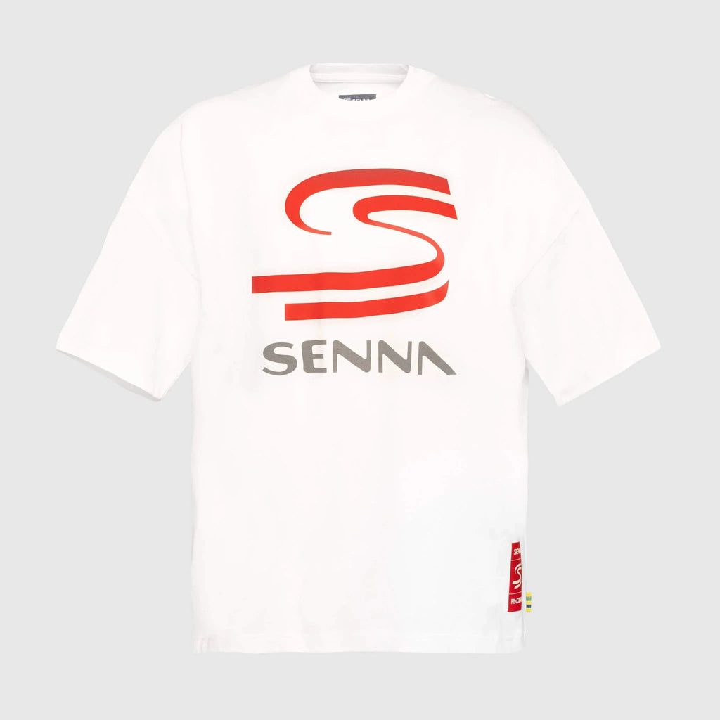 Ayrton Senna F1 Oversized Graphic T-Shirt - White T-shirts Ayrton Senna 