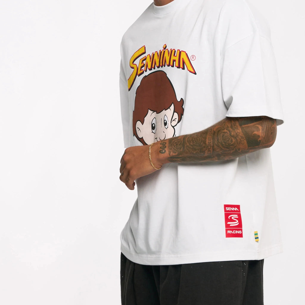 Ayrton Senna F1 Senninha Oversized T-Shirt - White T-shirts Ayrton Senna 