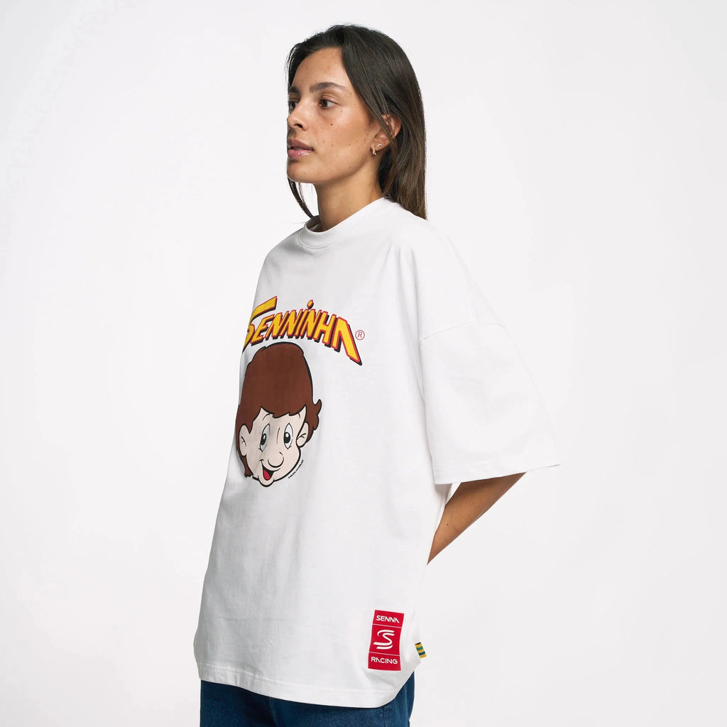 Ayrton Senna F1 Senninha Oversized T-Shirt - White T-shirts Ayrton Senna 