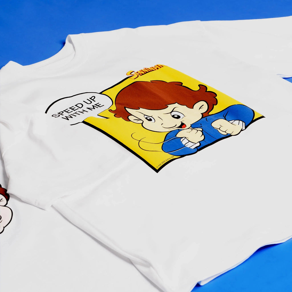 Ayrton Senna F1 Senninha Oversized Cartoon T-Shirt - White T-shirts Ayrton Senna 