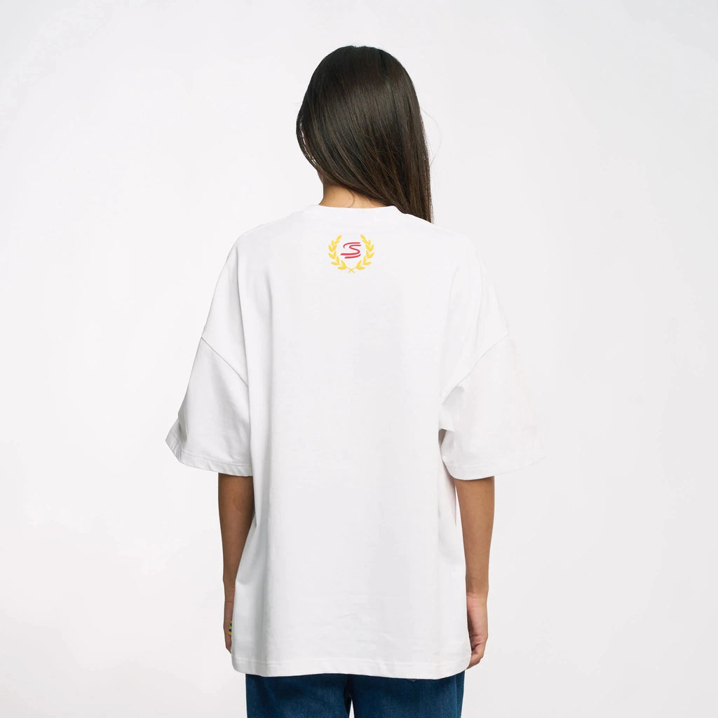 Ayrton Senna F1 Senninha Oversized Cartoon T-Shirt - White T-shirts Ayrton Senna 