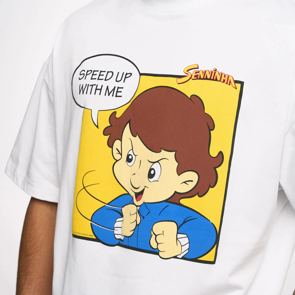 Ayrton Senna F1 Senninha Oversized Cartoon T-Shirt - White T-shirts Ayrton Senna 