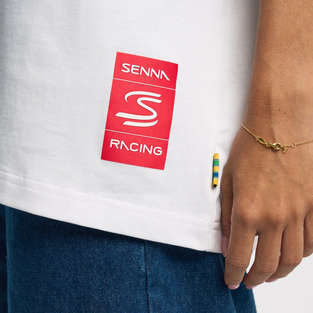 Ayrton Senna F1 Senninha Oversized Cartoon T-Shirt - White T-shirts Ayrton Senna 