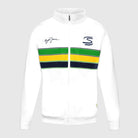 Ayrton Senna F1 Retro Stripe Pullover Jacket - White/Navy Jackets Ayrton Senna XS White 