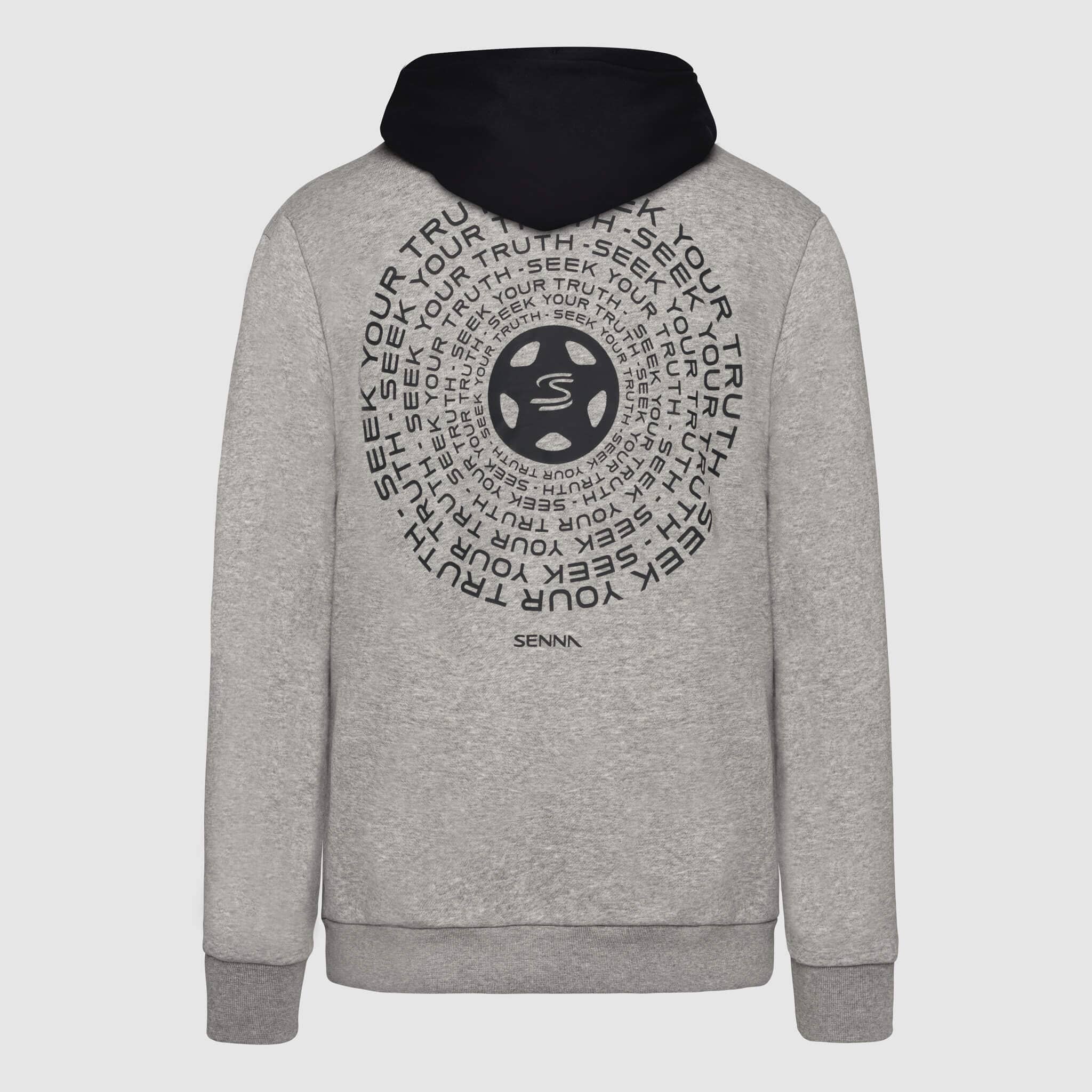 Ayrton Senna F1 Seek Your Truth Circle Hoodie - Gray Marle/Yellow Hoodies Ayrton Senna 