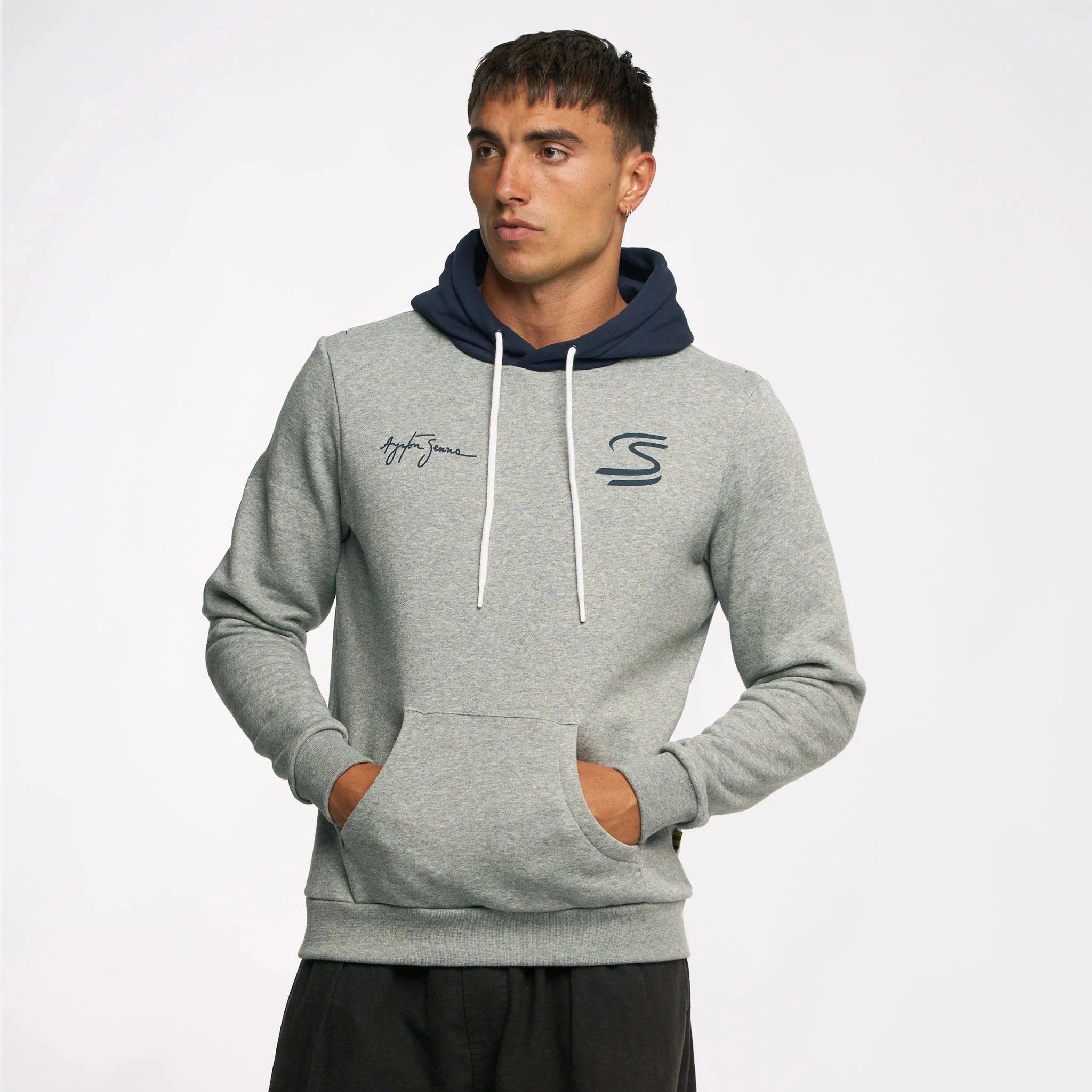 Ayrton Senna F1 Seek Your Truth Circle Hoodie - Gray Marle/Yellow Hoodies Ayrton Senna 