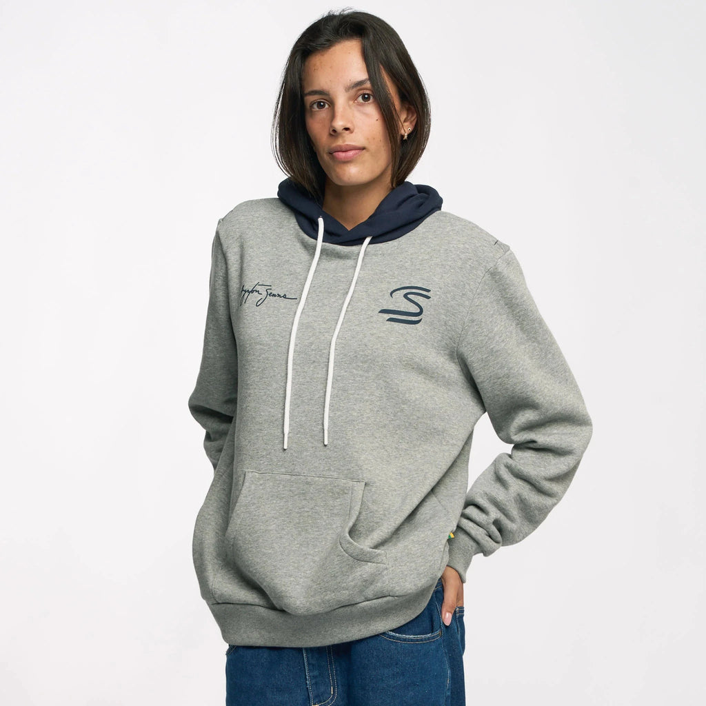Ayrton Senna F1 Seek Your Truth Circle Hoodie - Gray Marle/Yellow Hoodies Ayrton Senna 
