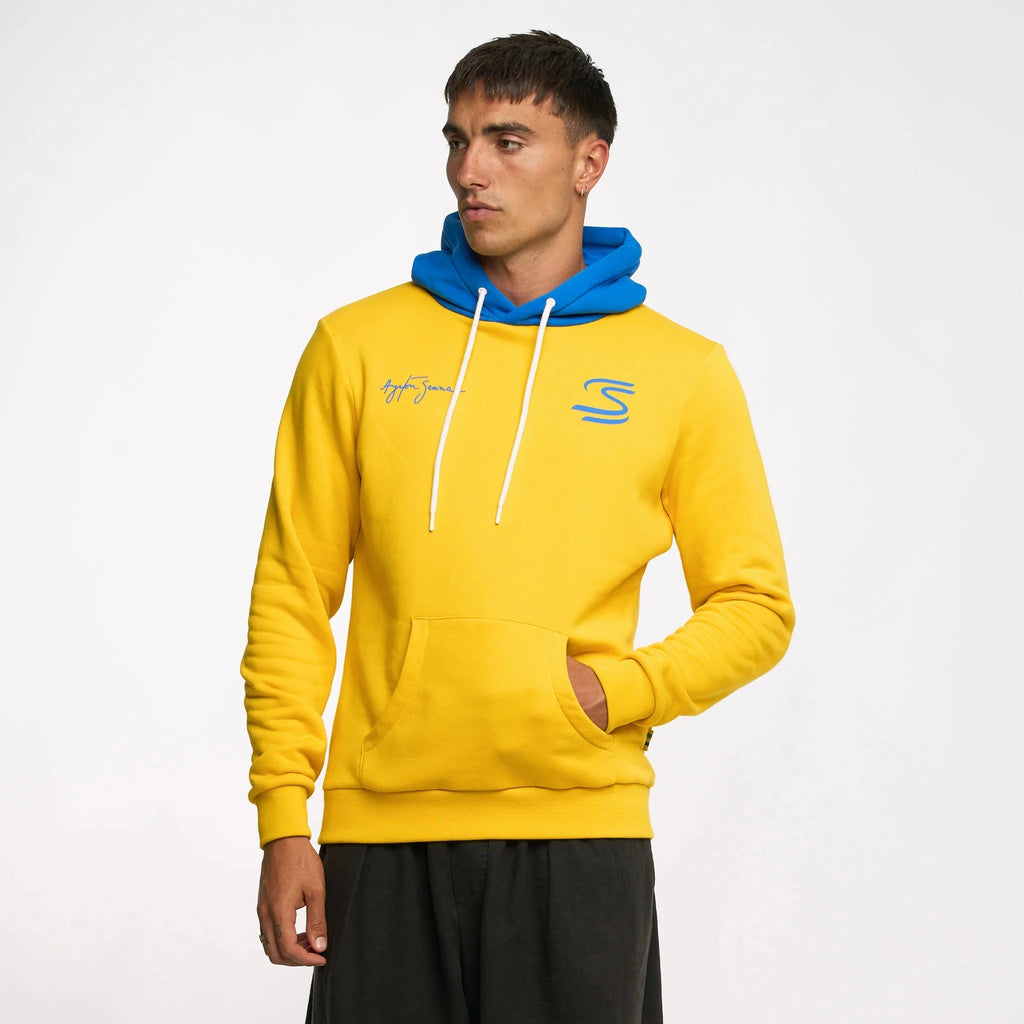 Ayrton Senna F1 Seek Your Truth Circle Hoodie - Gray Marle/Yellow Hoodies Ayrton Senna 