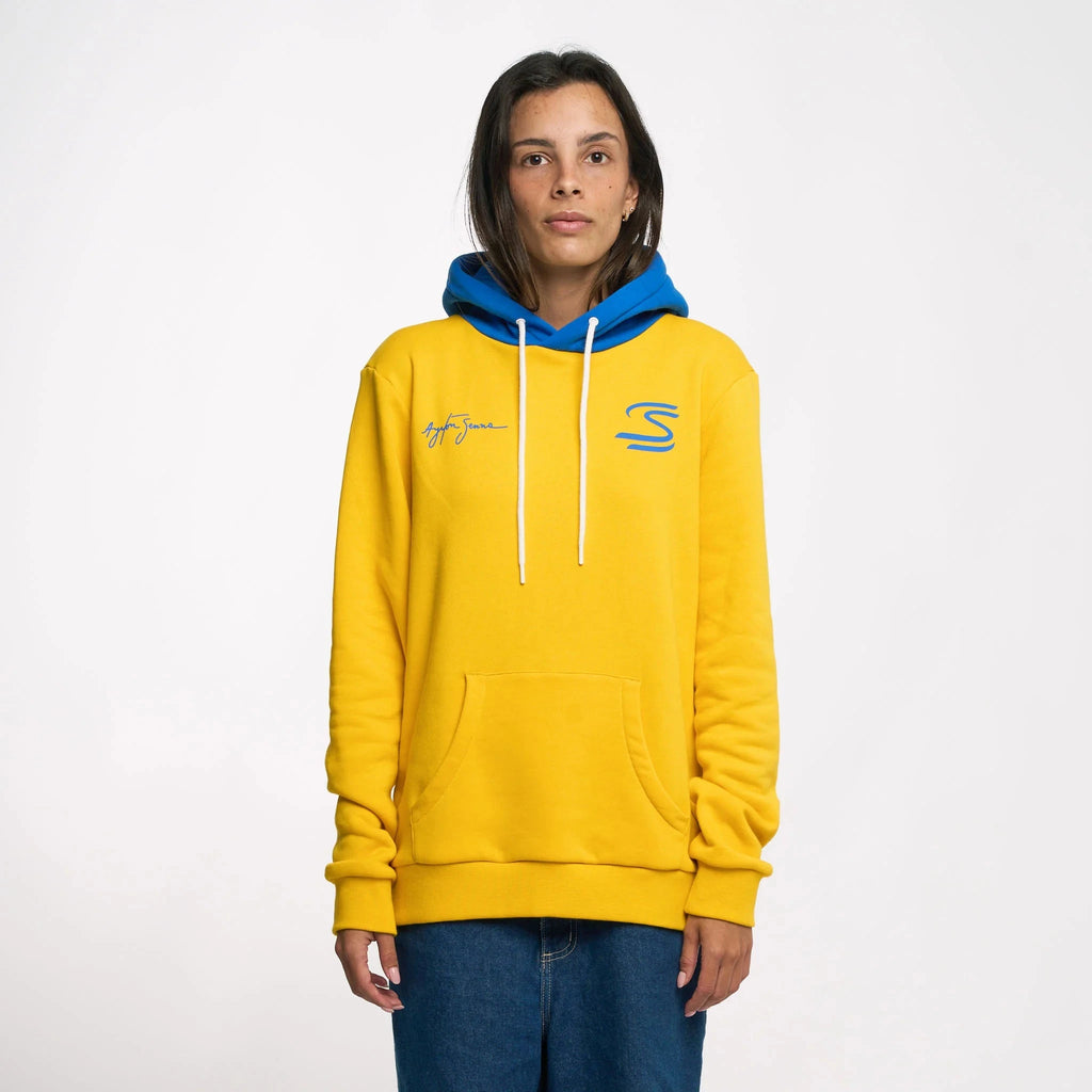 Ayrton Senna F1 Seek Your Truth Circle Hoodie - Gray Marle/Yellow Hoodies Ayrton Senna 
