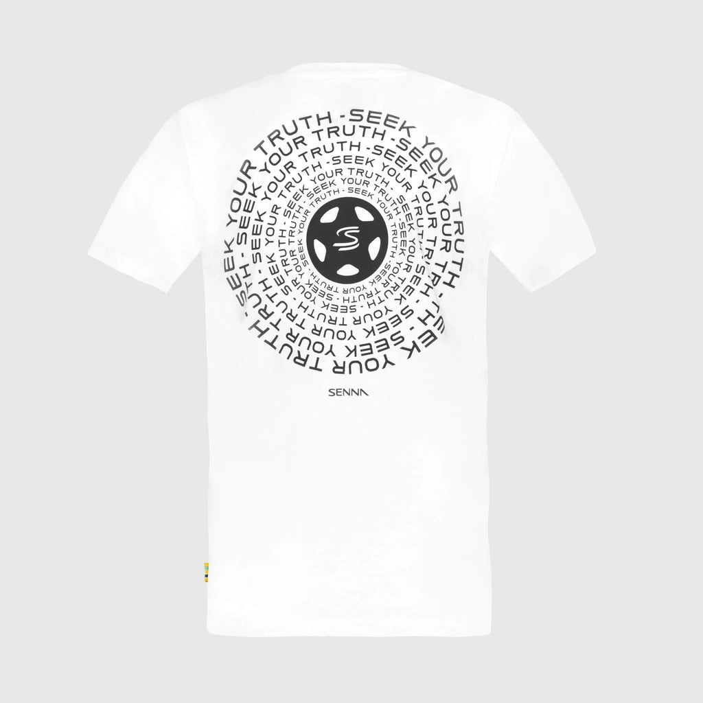 Ayrton Senna F1 Seek Your Truth Circle T-Shirt - White/Yellow T-shirts Ayrton Senna 