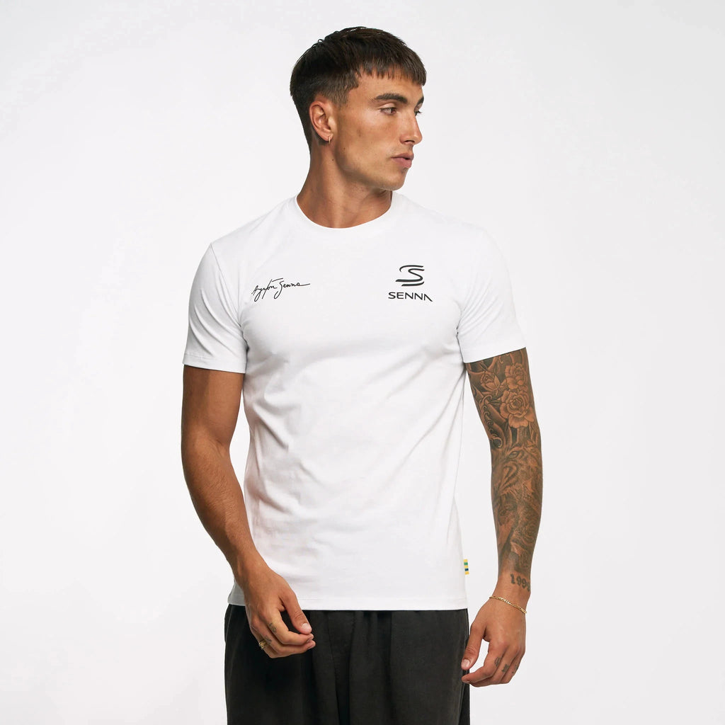 Ayrton Senna F1 Seek Your Truth Circle T-Shirt - White/Yellow T-shirts Ayrton Senna 
