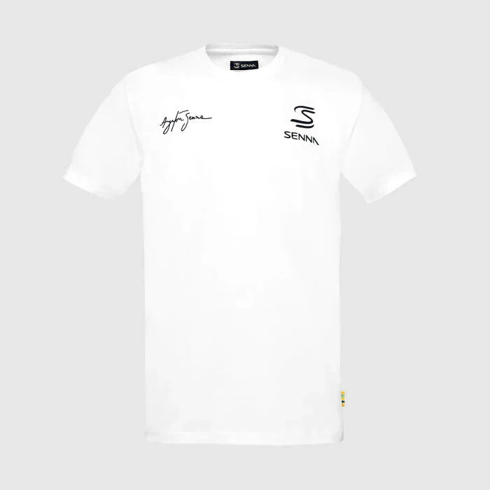 Ayrton Senna F1 Seek Your Truth Circle T-Shirt - White/Yellow T-shirts Ayrton Senna XS White 