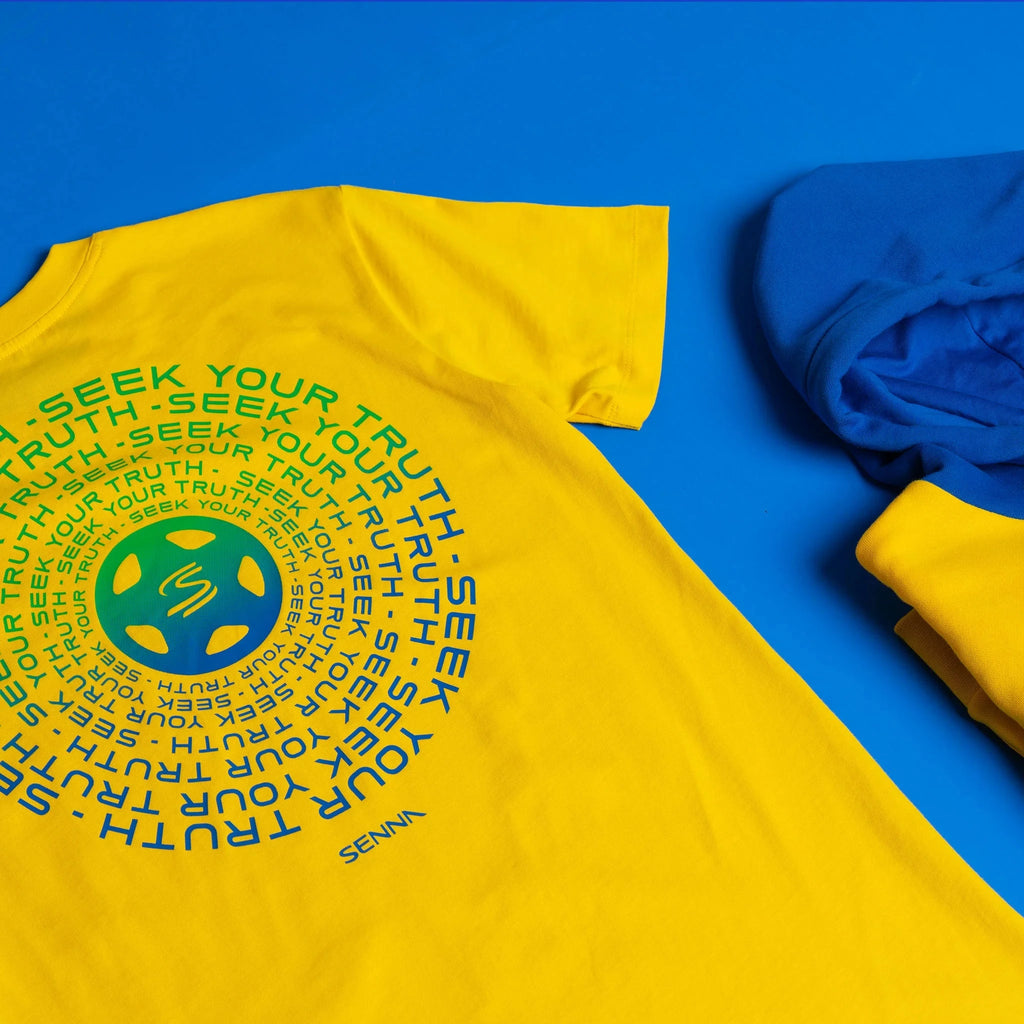 Ayrton Senna F1 Seek Your Truth Circle T-Shirt - White/Yellow T-shirts Ayrton Senna 