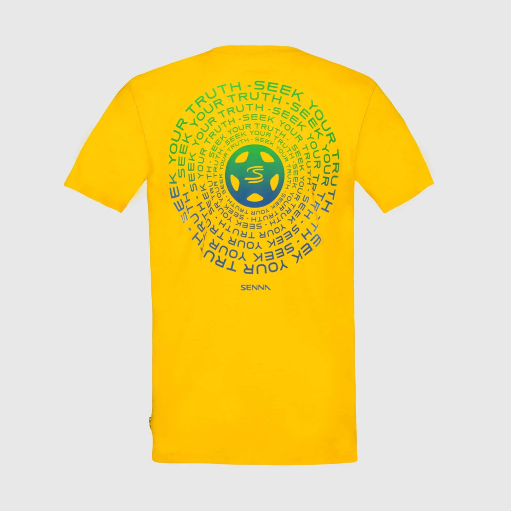 Ayrton Senna F1 Seek Your Truth Circle T-Shirt - White/Yellow T-shirts Ayrton Senna 