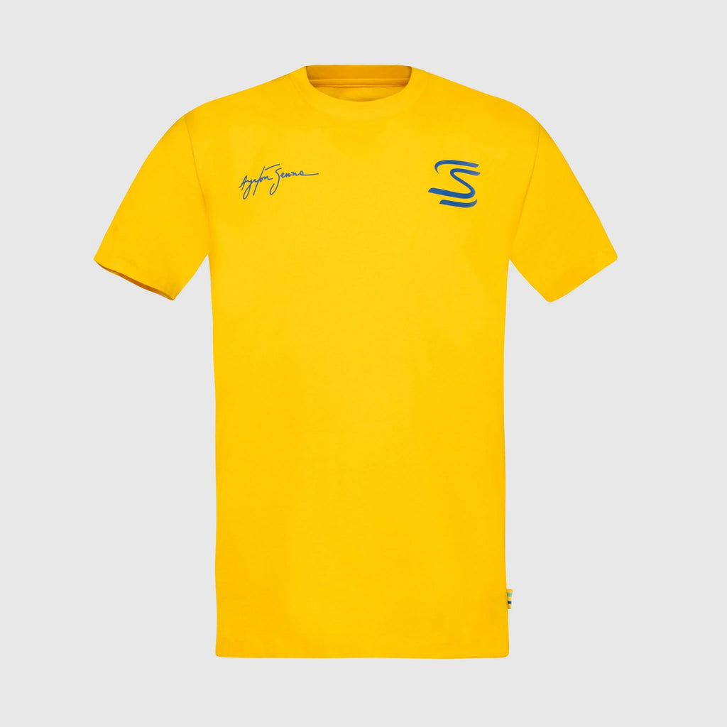 Ayrton Senna F1 Seek Your Truth Circle T-Shirt - White/Yellow T-shirts Ayrton Senna XS Yellow 