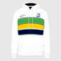 Ayrton Senna F1 Stripe Pullover Hoodie - White/Yellow Hoodies Ayrton Senna XS White 